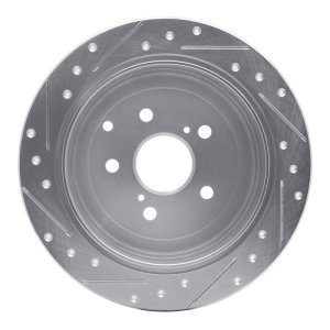 Lexus RX450h Brake Rotor (1) - Rear Right - R1 Concepts - Drilled & Slotted - Silver - `10-`20